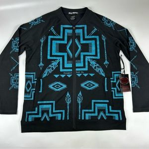 Cowgirl Tuff Co. Womens Large Black Aztec Print Zip Up Long Sleeve Sweater
